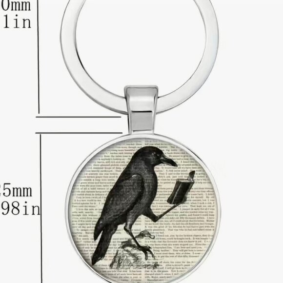 Raven reading a book Keychain with bag charm - Picture 3 of 3